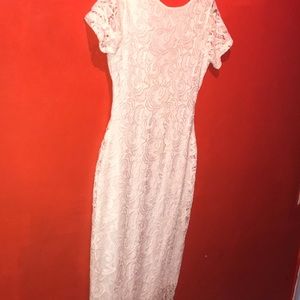 Stunning White Laced Mid Length Dress